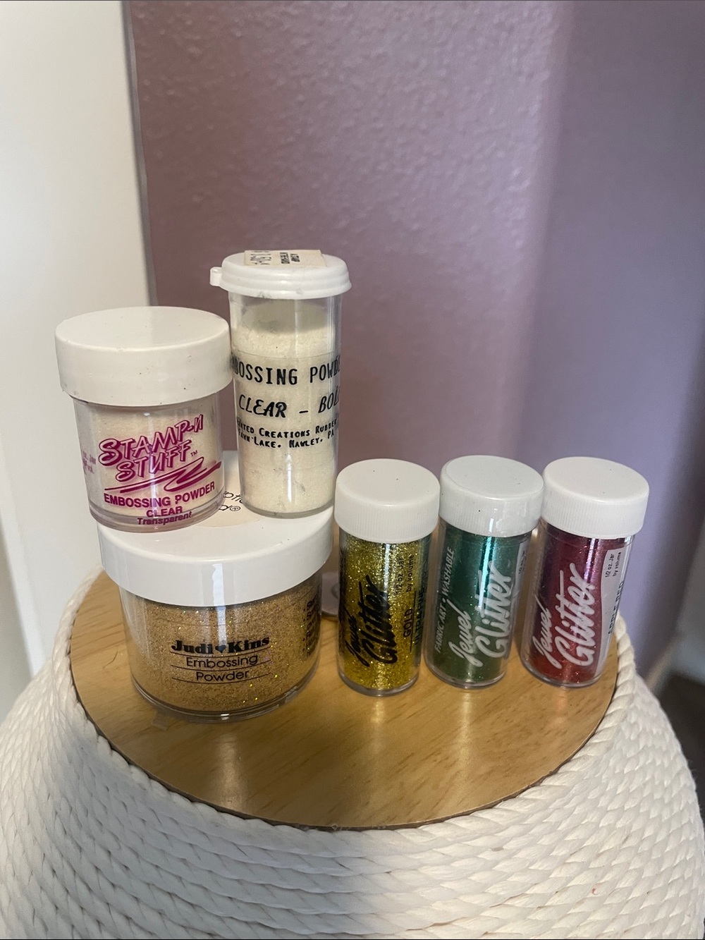 Assorted Embossing Powders & Glitter - Gold, Green, Red, Clear